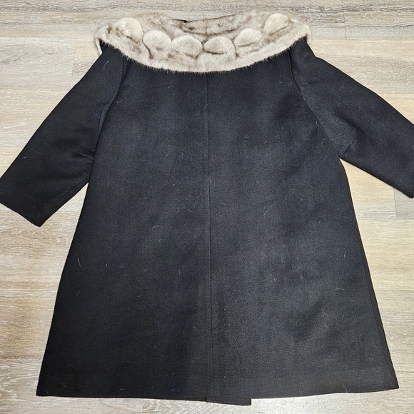 Penningtons Black Cape with Fur Collar Vintage Pure Virgin Wool Very Warm Heavy - Picture 6 of 11